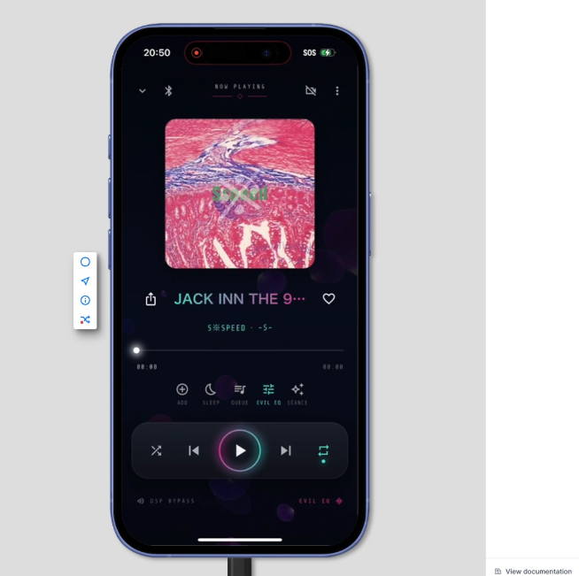 Evil en Lucifer native audio player running on an iPhone